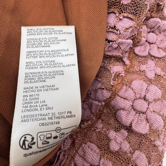 NEW FREE PEOPLE Lucinda Floral Lace Midi Dress Stretchy sz M Coquette Romantic - Picture 11 of 12